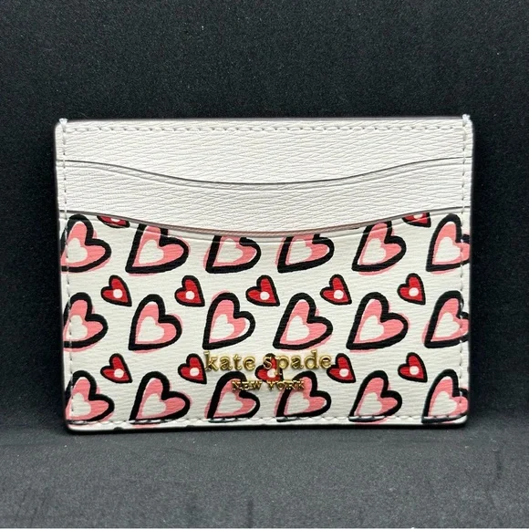 Kate Spade New York Morgan Heart Print Card Holder Cream Multi - Picture 6 of 9